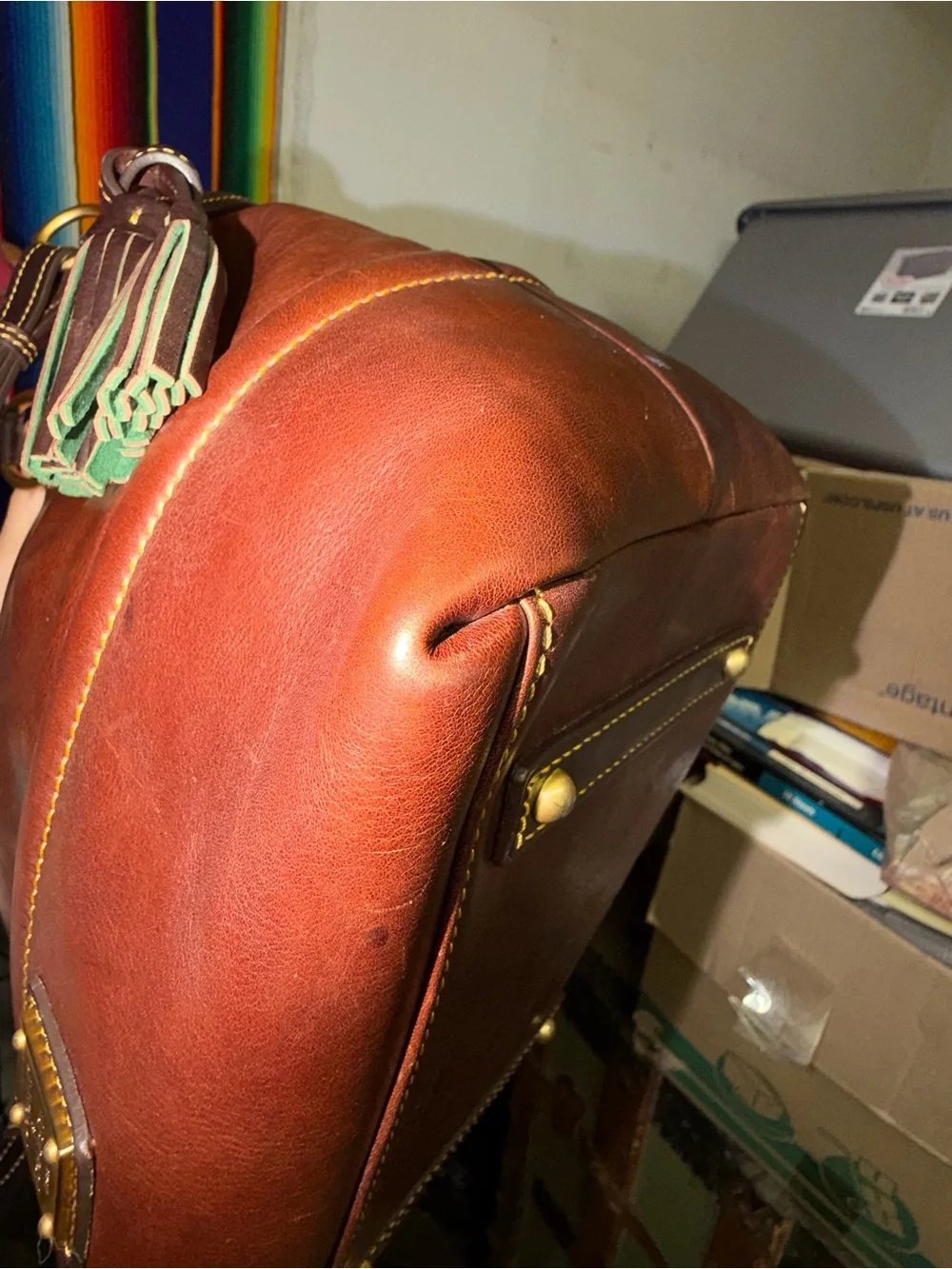 Dooney & Bourke Buckley Bag Leather Tote with Dual Handles in the color Chestnut